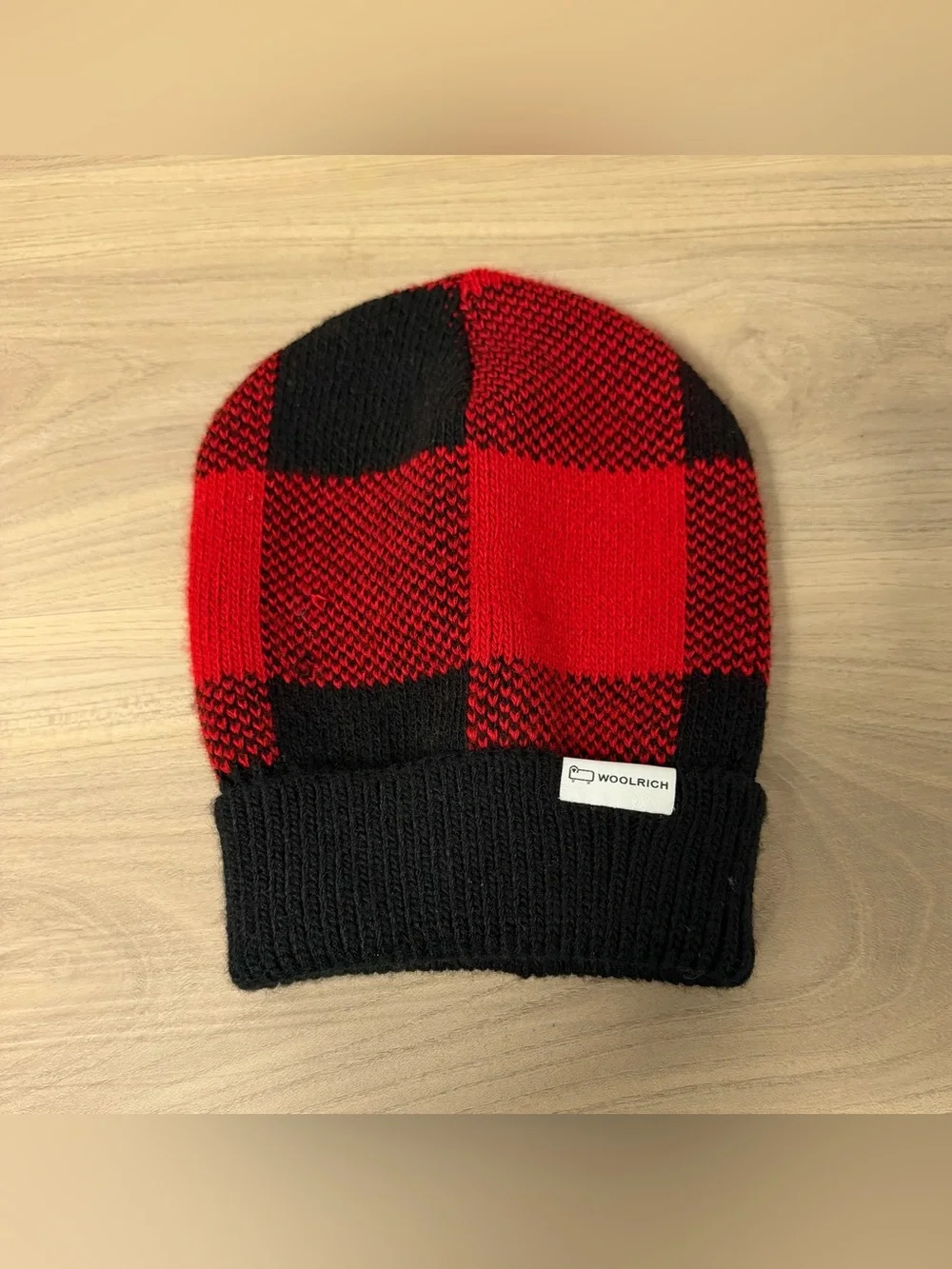 Woolrich red and black buffalo check knit beanie Toddler